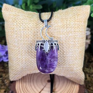 Crescent Moon Amethyst and Moonstone Necklace #18